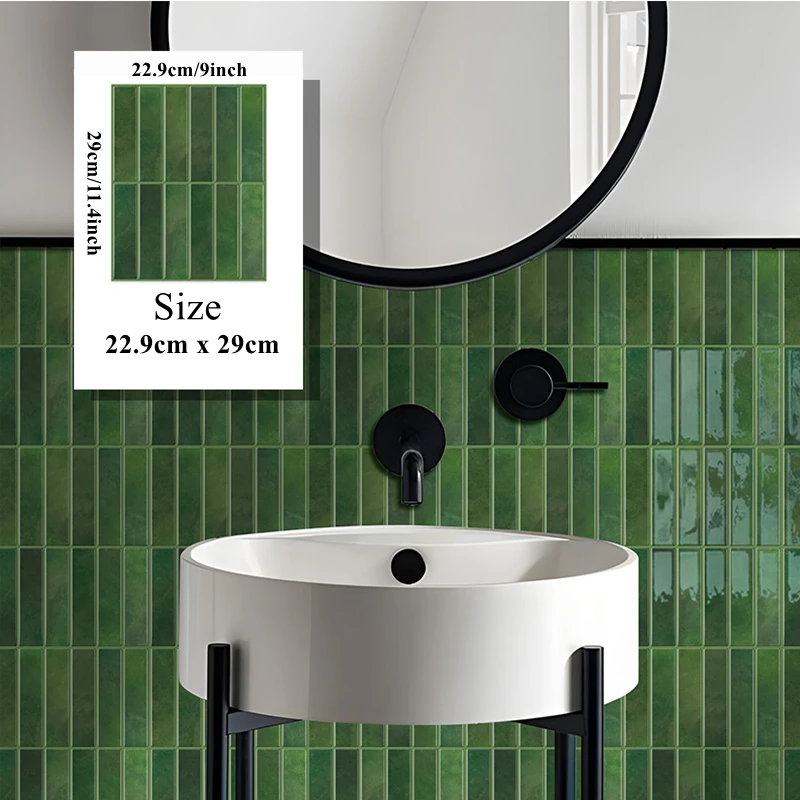 5 Sheets Peel and Stick Tiles 3D Waterproof Wall Tiles Sticker for Kitchen Beathroom RV PVC Wall Panels Interior Wall Decoration