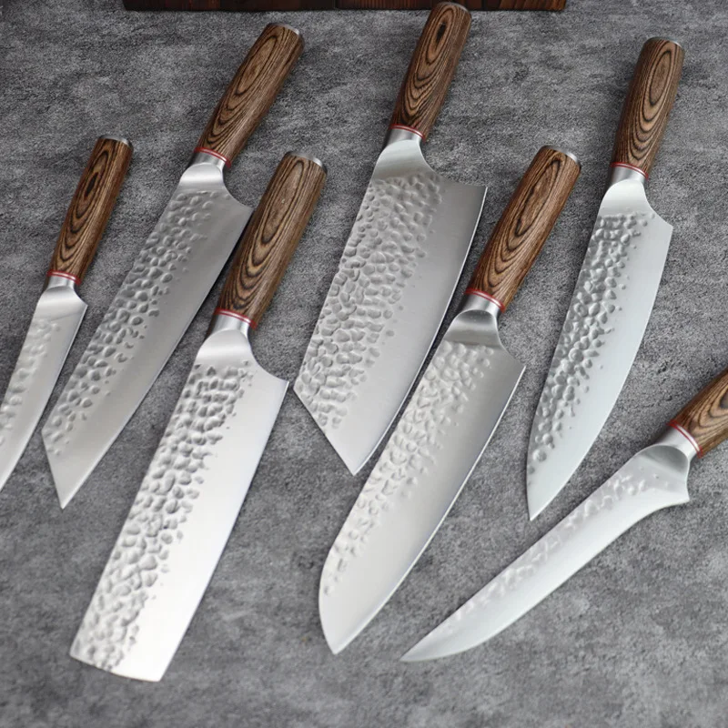 Kitchen Knife Sets Professional 1-7pcs Japanese Knife Set Forged Chef Knife Stainless Steel Knife Cleaver