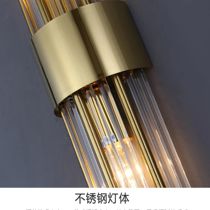 Postmodern Light Luxury Crystal Wall Lights Copper Lighting Fixture Bedroom Bedside Lamp Living Room Background Wall Aisle Lamp