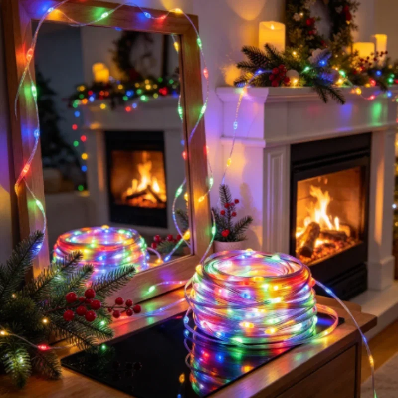 RGBIC LED String Fairy Lights Christmas Color Changing Festival Atmosphere for Living Room Bedroom Party Holiday Decor