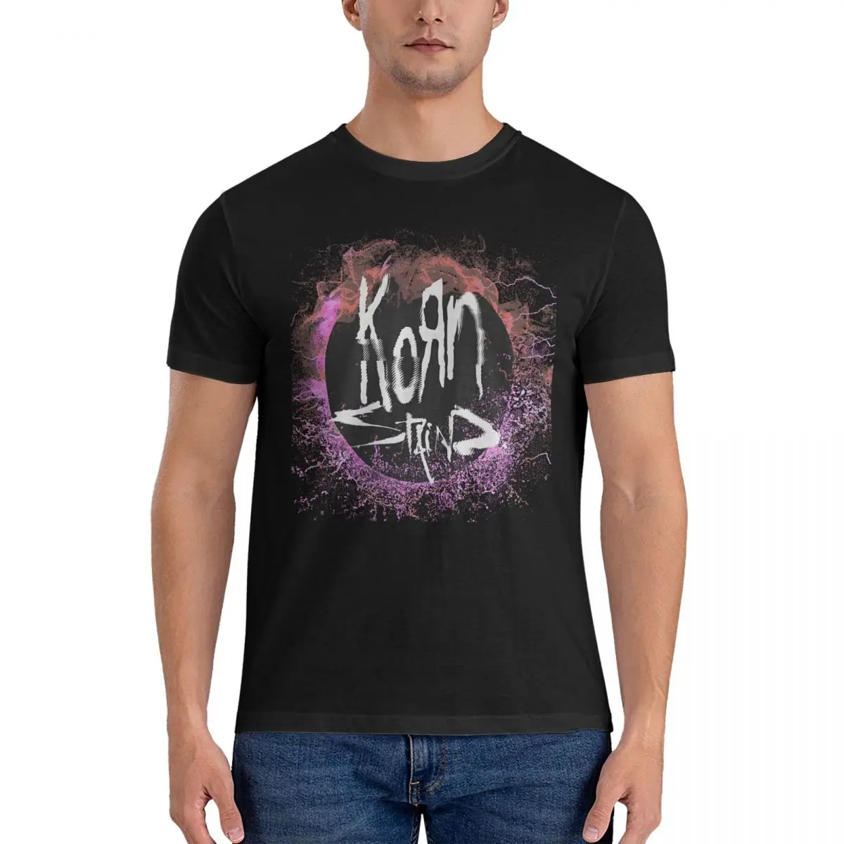 Open New Shop Music Concer Show Men T Shirt Korn Vintage Tee Shirt Short Sleeve O Neck T-Shirts 100% Cotton Gift Idea Clothing