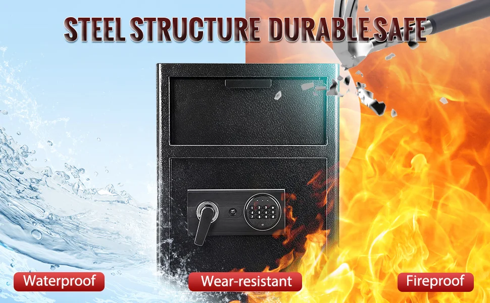 Fireproof Drop Safe with Drop Slot 2.6 Cu FT Combination Lock Digital Safe Box Business Security Depository Safe for Money Cash