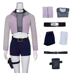 Hinata Hyuga Cosplay Costume Ninja Hyuuga Hinata Hoodie Mesh Tshirt Headband Accessories Set Halloween Anime Disguise For Female