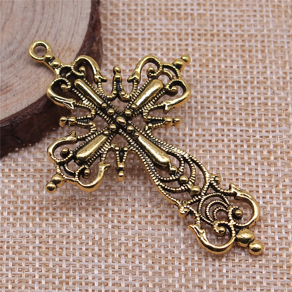 WYSIWYG 2pcs 64x43mm Cross Charm Men Large Cross Charm Pendants Big Cross Charm Vintage DIY Accessories For Jewelry Making