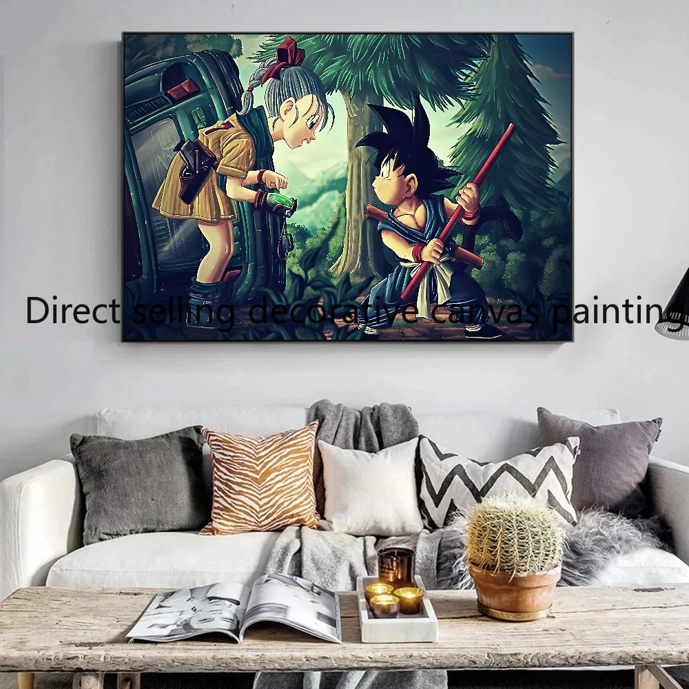 Pintura en lienzo impresa, póster de Anime clásico de Dragon Ball, Goku infantil, arte de pared para sala de estar, decoración del hogar