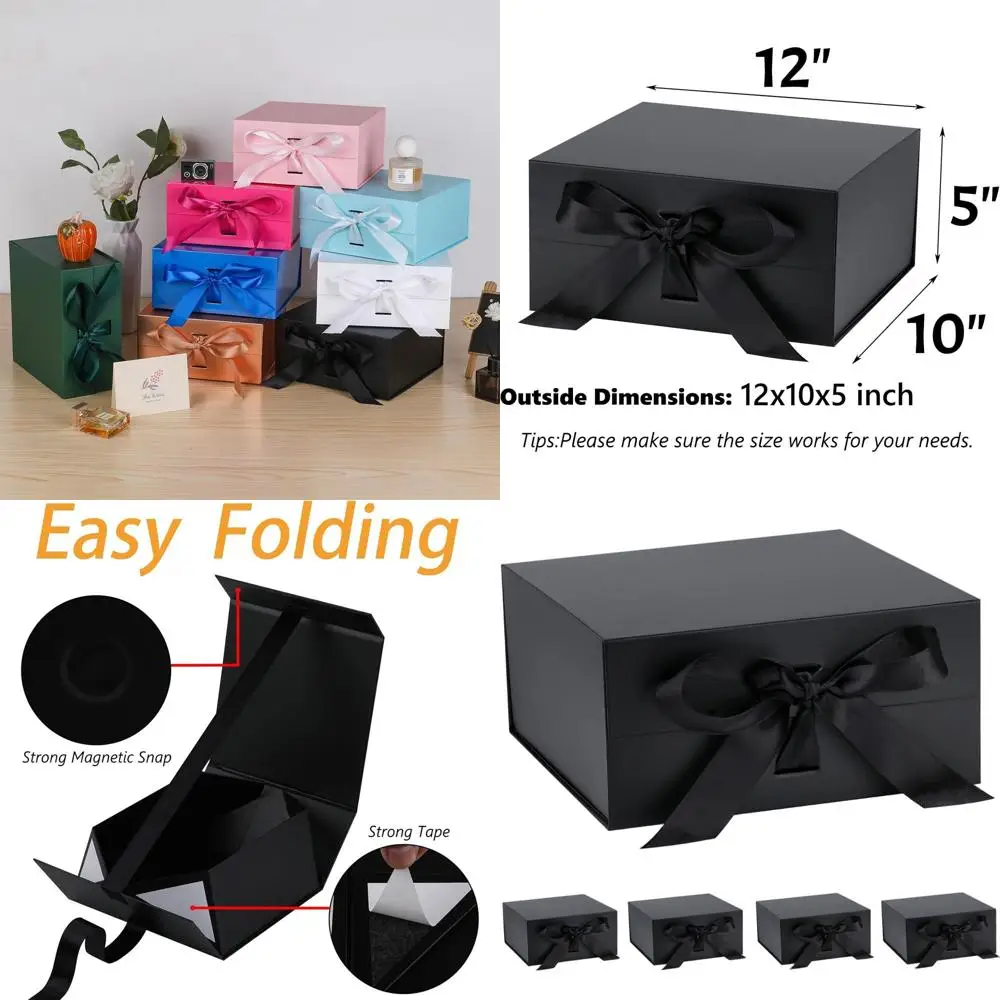 12x10x5 Inch Decorative Storage Boxes with Magnetic Closure for Gifts, Weddings, and Birthdays (Set of 5)
