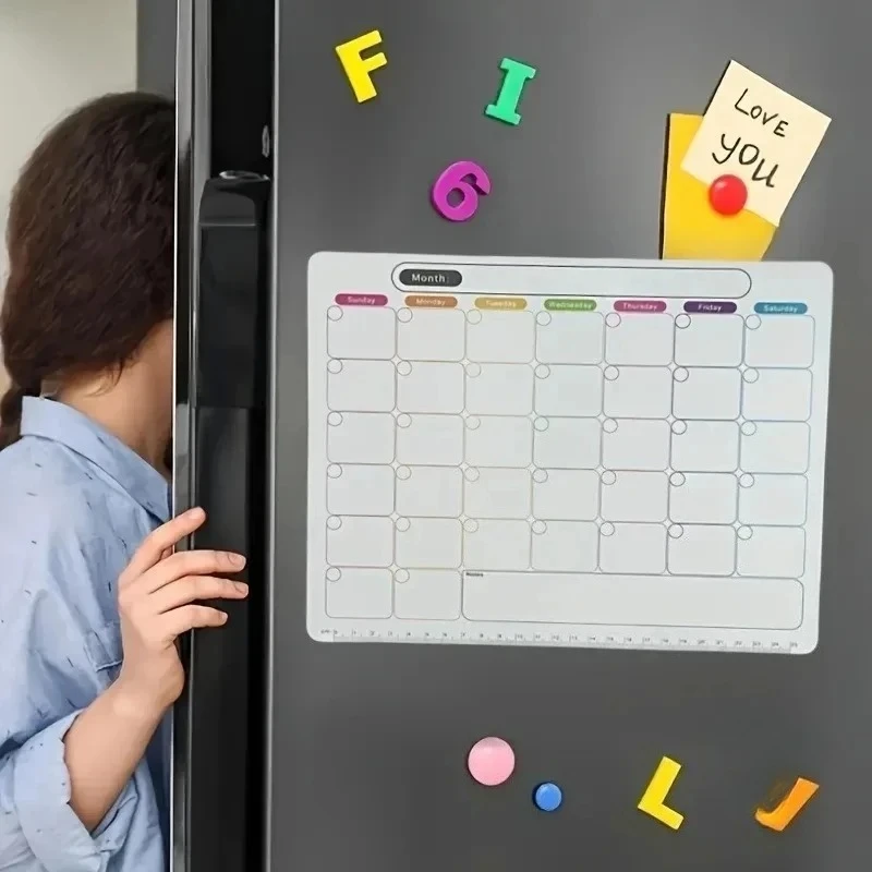 Erasable Monthly And Weekly Schedule Calendar Sticker Fridge Calendar Sheet Magnetic Sticker Menu Dry Erase Monthly Planner