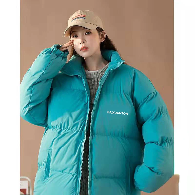 Winter Männer Kleidung dicke warme Puffer Jacke Parka lässig lose Stehkragen Reiß verschluss Baumwolle gepolsterte Jacke Mantel Streetwear