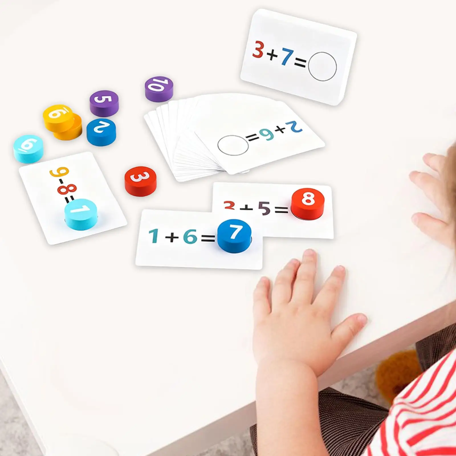 카드와 나무 숫자가 포함된 수학 교구 유아용 장난감 감각 장난감 남아 및 여아용 덧셈과 뺄셈