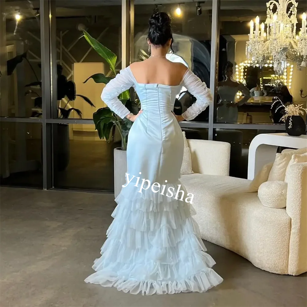 Customized  Evening Satin Ruffle Draped Quinceanera Sheath Off-the-shoulder Bespoke Occasion Gown Knee Length Dresses