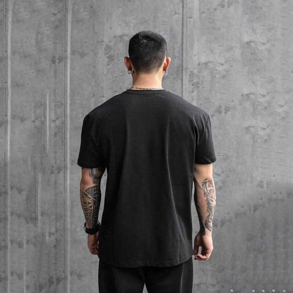 Loose Fit Mens Sport T Shirt Breathable Cotton Tee Casual Gym Running Fitness Training Top Short Sleeve Athletic Clothing