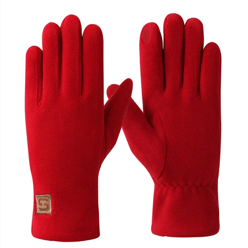 

New Women's Velvet Gloves Autumn and Winter Warm Cold-Proof Touch Screen Outdoor Cycling Driving Female Gloves