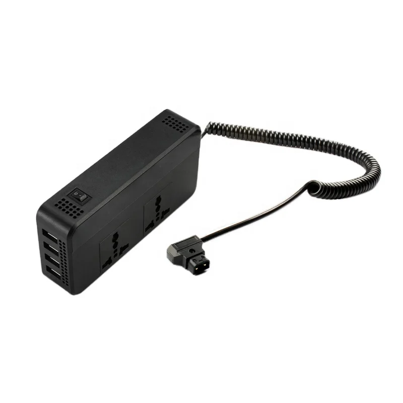 RingTeam LCD Digital Screen 4-Port USB & QC 3.0 AC Inverter D-TAP Power Converter 220V AC Charger for