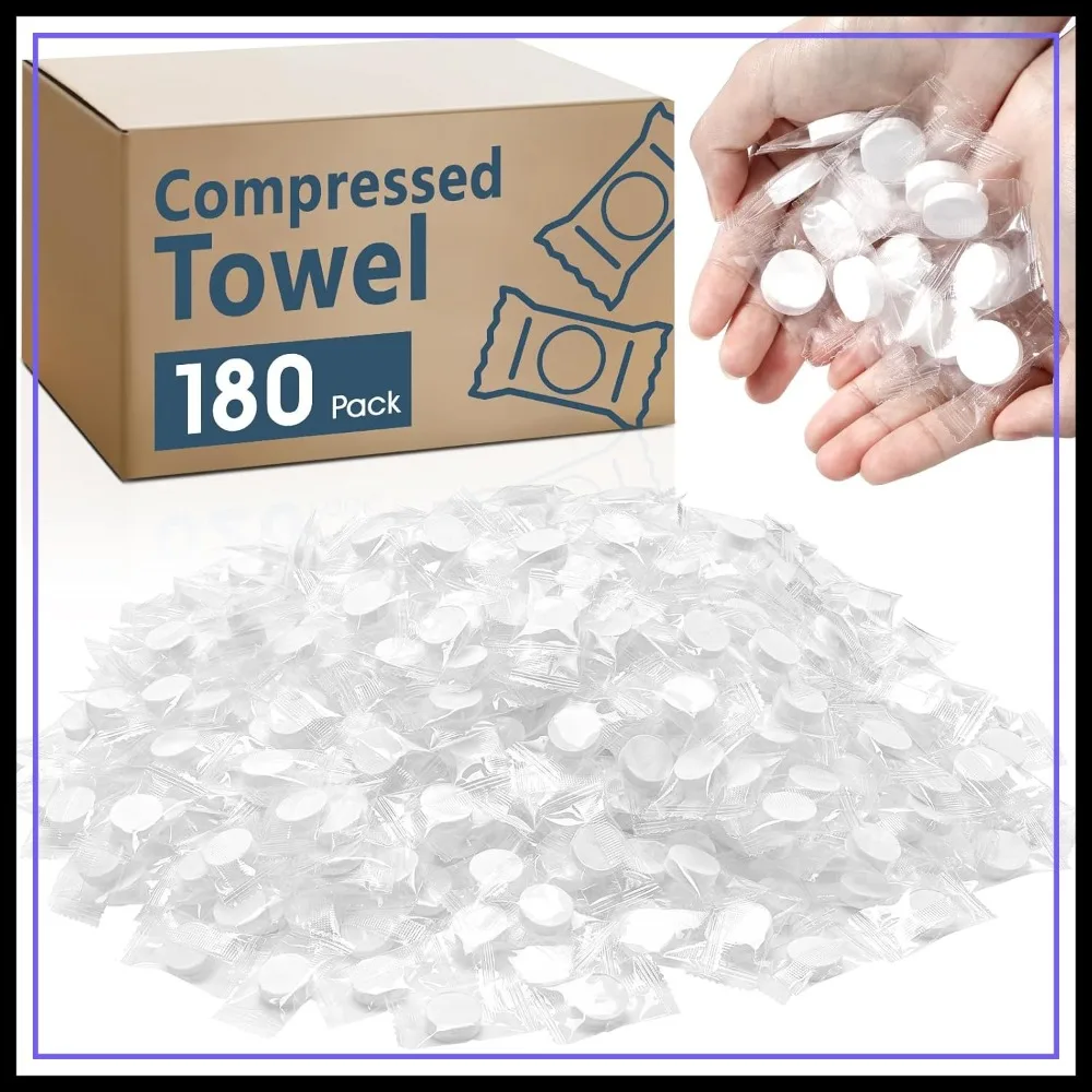 180 PCS Compressed Towels, Mini Tablets, Disposable Face Towels, Camping, Travel, Outdoor