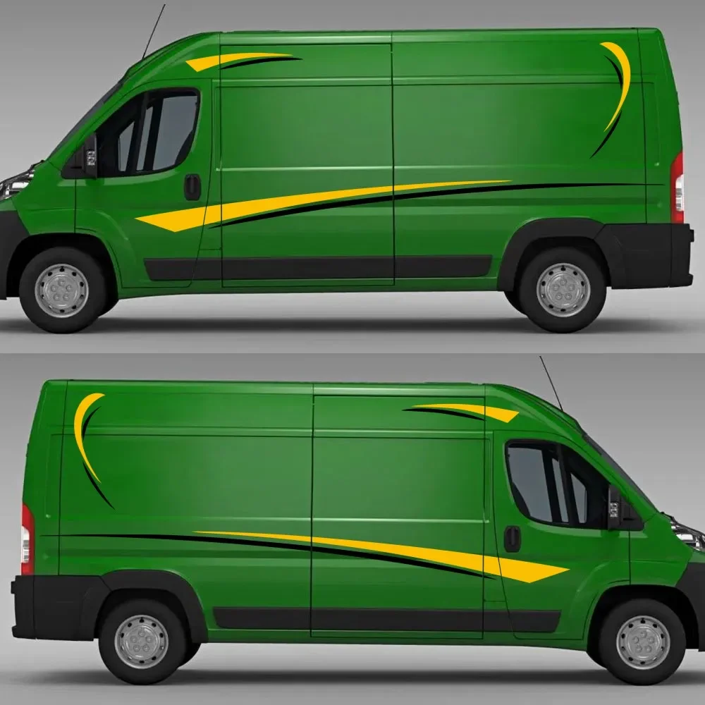 

6PCS Fashion Racing Stripe Car Sticker Vinyl Camper Decal Accessories For RV VW T5 T6 Peugeot Boxer Citroen Jumper Fiat Ducato