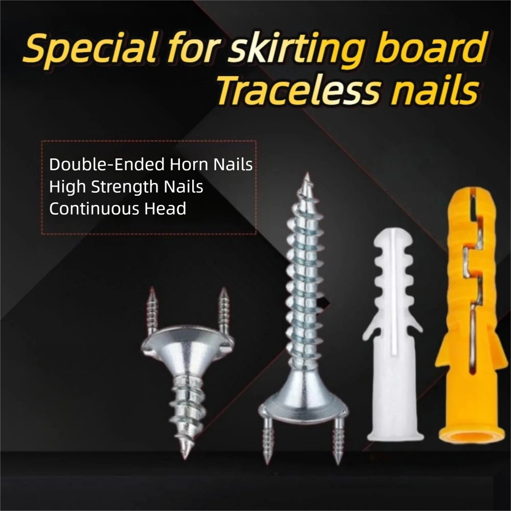 50PCS Double Headed Steel Galvanized Nail Sturdy with Accessories Skirting Wire Nail Invisible Headless Nail Decoration Work