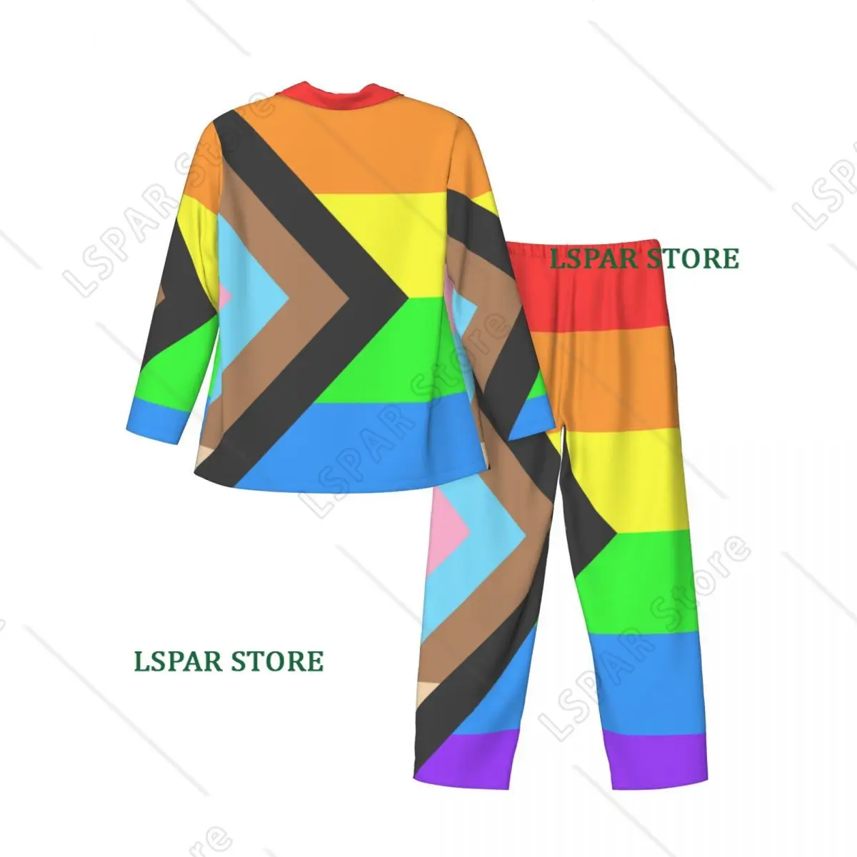 Men Pajamas Set of Autumn Winter Long-Sleeved Brilliant Progres Pride Flag Home Clothing Sleepwear 2PCS/Set
