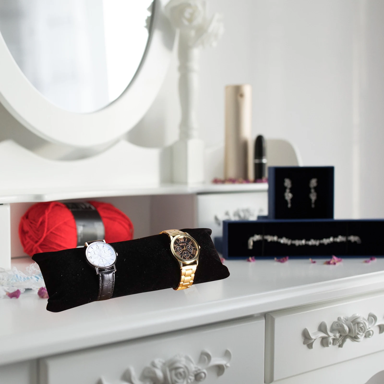 

2 Pcs Watch Pillow Velvet Jewelry Cushion Display Bracket Padding Ring Bearer Flannel Trinkets Case Accessories Storage