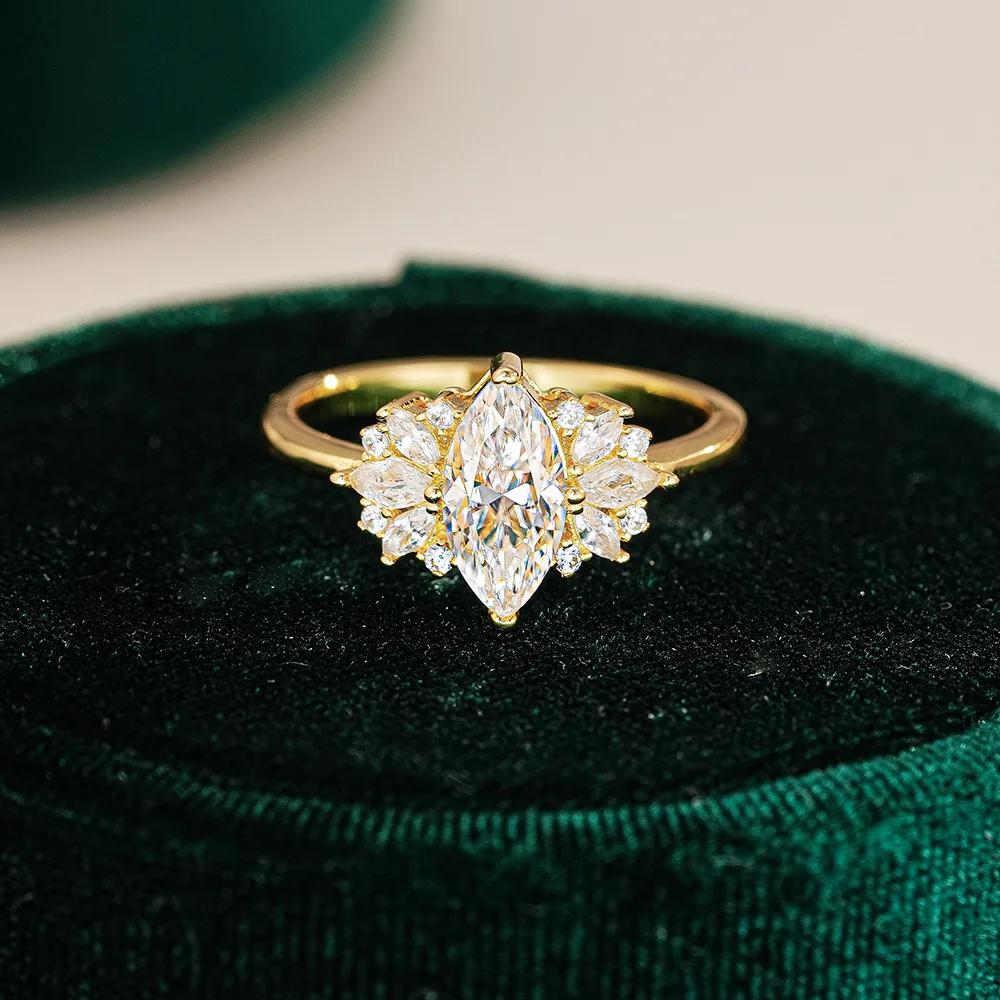 

Luxury 1CT Moissanites Women's Ring- 925 Sterling Silver Engagement Ring & Bridal Wedding Band Gold Plated Jewelry Gift