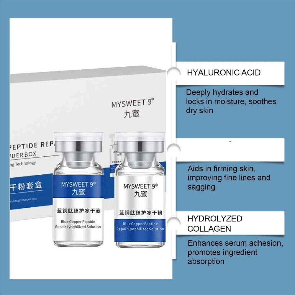 Facial Blue Copper Peptide Freeze-Dried Peptide Powder  GHK-Cu Repair Skin BarrierFirming Acne Scars Hydration Serum Skin Ca Kit