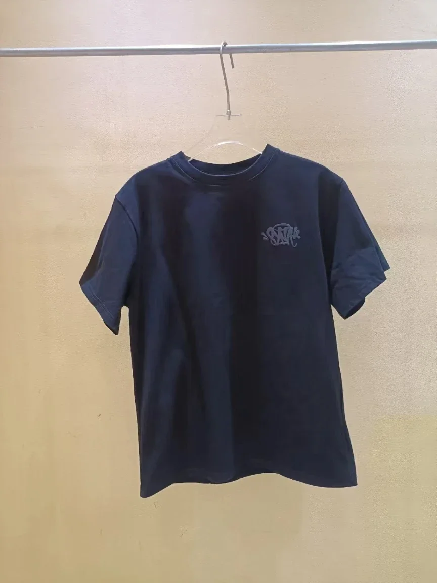 

2025 new simple letter logo printed short sleeve men's summer Drill American street loose round neck T-shirt