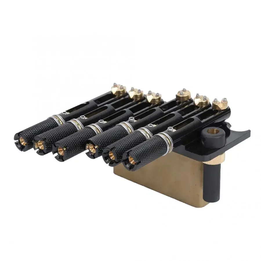 Guitar Bridge Set Musical Instrument Accessories Black 6 Strings Headless Electric Guitar Bridge Brass base Headless Trill