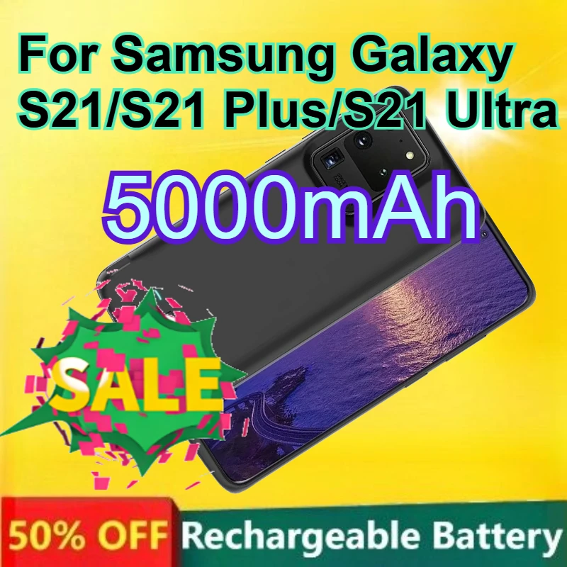 

5000mAh Battery Charging Cover for Samsung Galaxy S21/S21 Plus/S21 Ultra TPU Shockproof Battery Case Slim External Power Bank