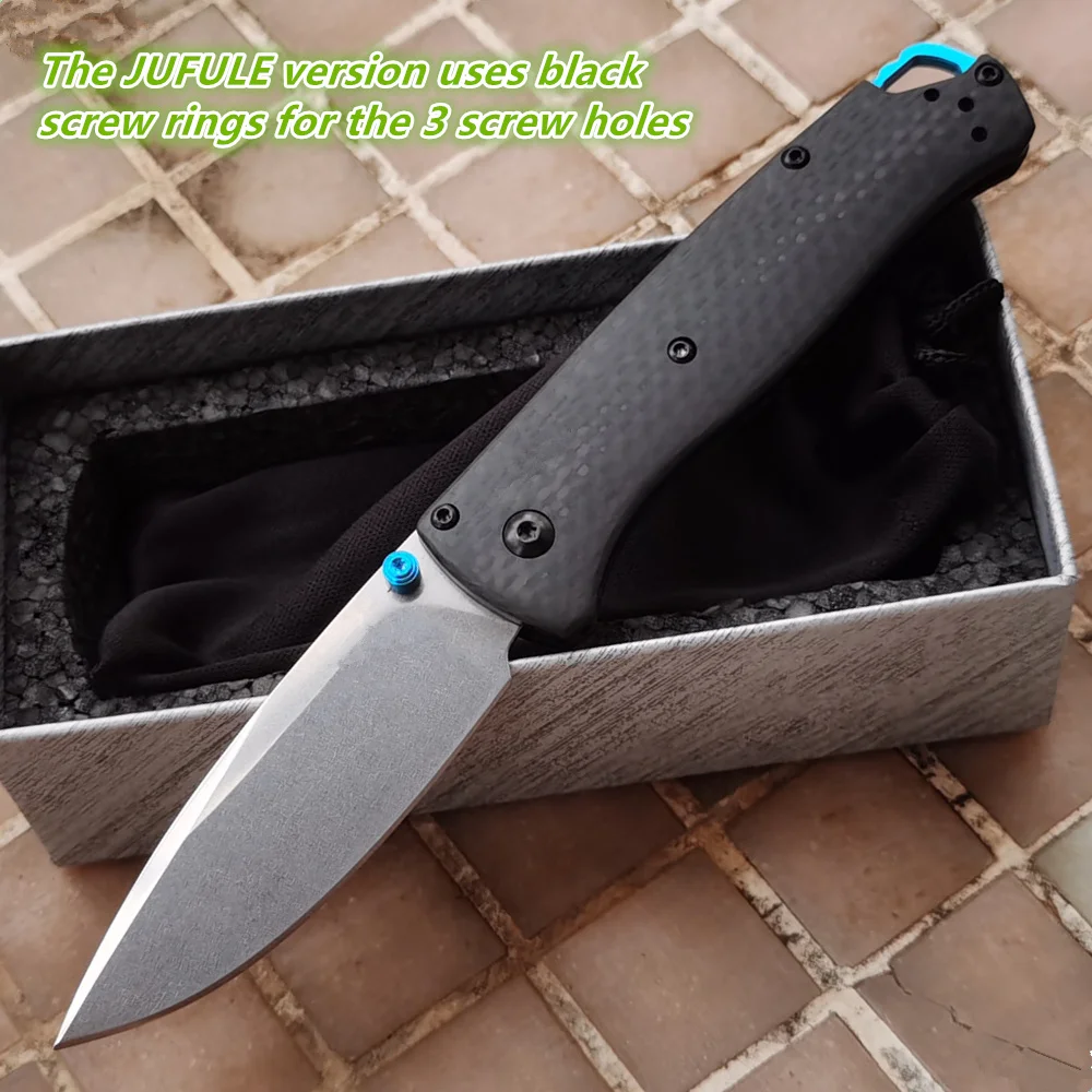 JUFULE Best Foam Bugout 535 Ball Bearing Real Carbon Fiber Mark S90V Pocket Survival EDC Tool Camping Hunt Outdoor Folding Knife