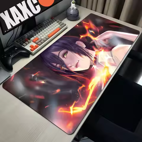 Mouse Pad Laptop Kawaii Anime Girl Reze Keyboard Pad PC Black And White Flower Desktop Mouse Mat C-chainsaw Man Gaming Mousepad