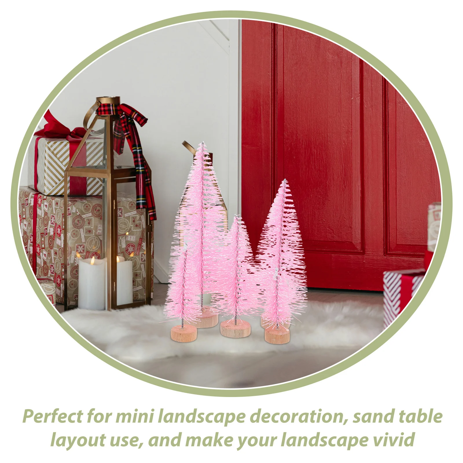 

10Pcs Mini Xmas Tree Ornament Wooden Base Lightweight Decor for Desktop Tabletop DIY Scenery Layout Christmas Party Pine Tree