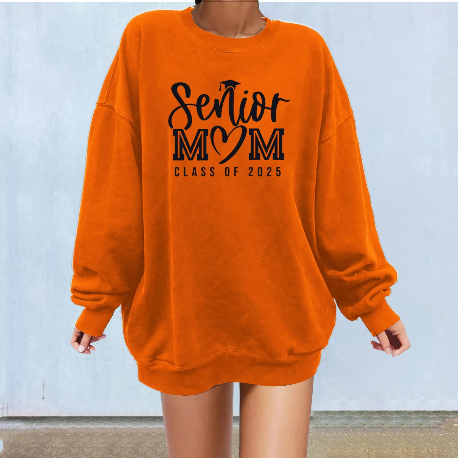 Sweatshirt wanita motif kasual, baju sweater leher bulat, pakaian harian, Pullover Hoodie, pakaian trendi musim gugur, musim dingin