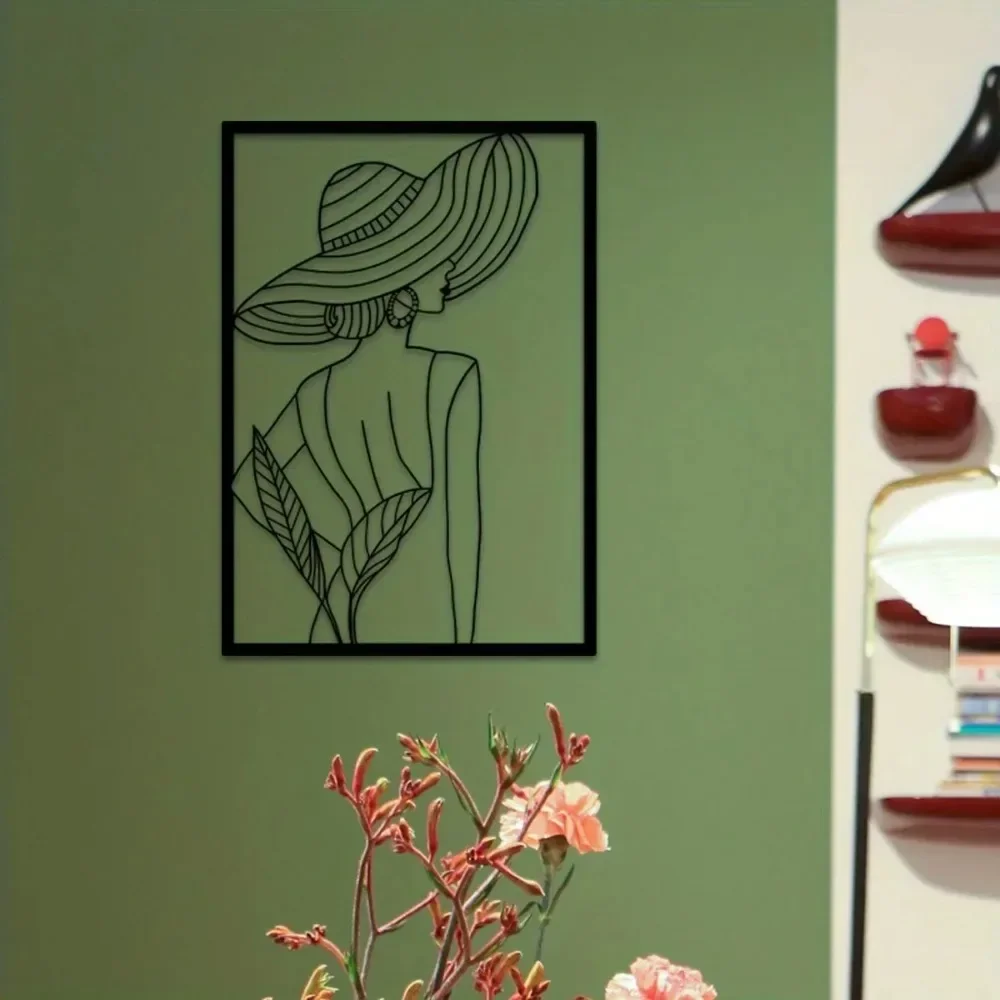 CIFBUY – décoration murale en métal pour femme, style vintage, sculpture abstraite minimaliste en fer, décoration suspendue pour la maison, la chambre à coucher, le salon
