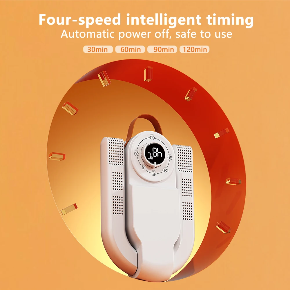 Secador de zapatos desodorizante temporizado para el hogar, dispositivo de secado de zapatos de aire caliente plegable, calentador de zapatos para adultos y niños