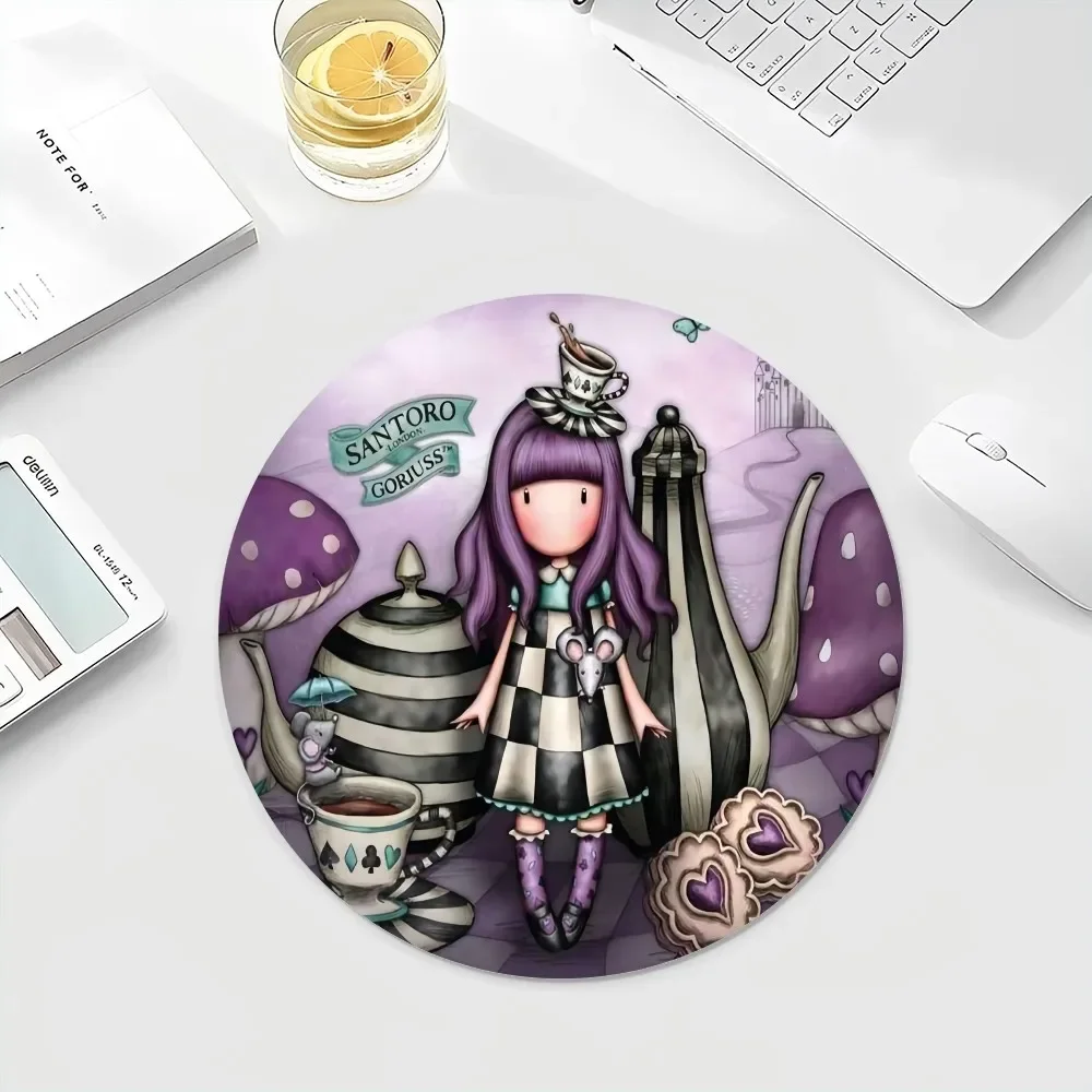 Santoro Gorjuss DIY Round Big Promotion Table Mat Student Mousepad Computer Keyboard Pad Games Pad for Teen Girls Bedroom