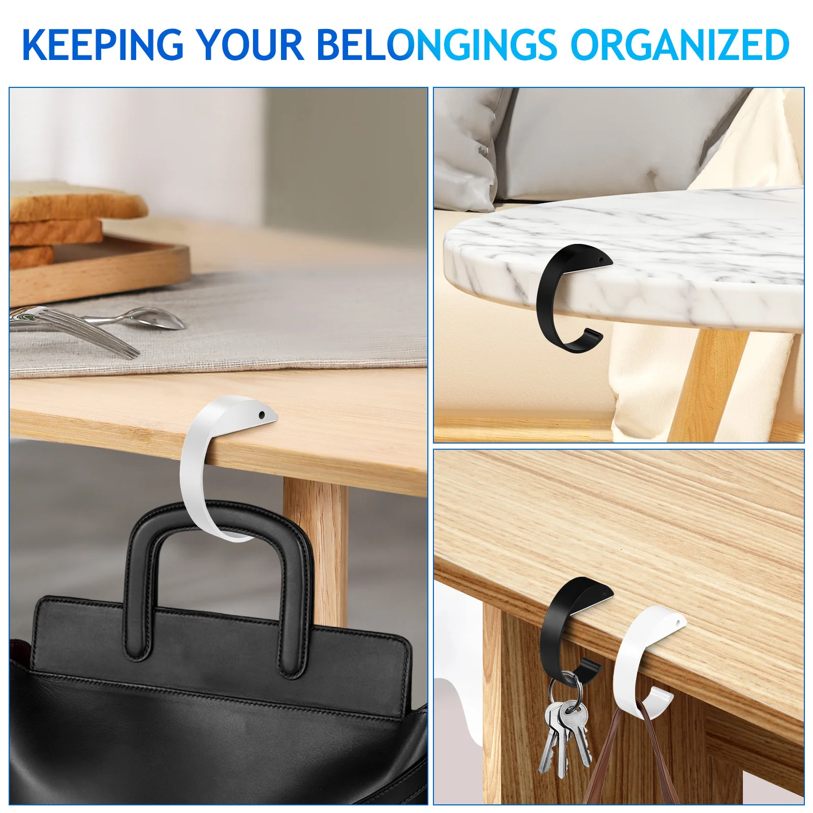 2pcs Bag Hanging Table Purse Hanger Desk Backpack Handbag Holder Metal Hanging Hook Purse Hook For Table Desk Accessories