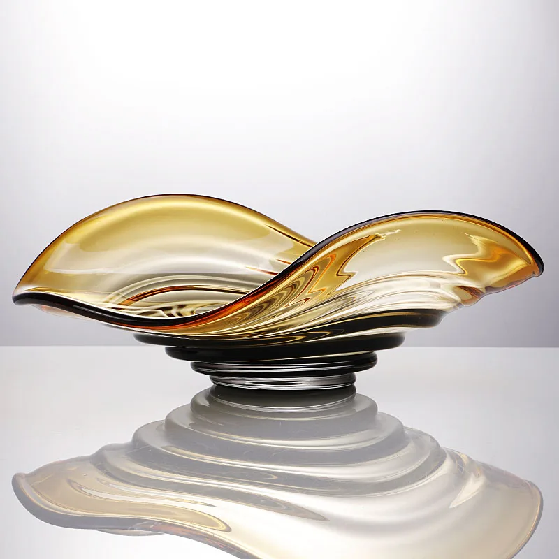 

High-end simple glazed fruit plate light luxury style living room coffee table model room storage fruit plate modern soft decora
