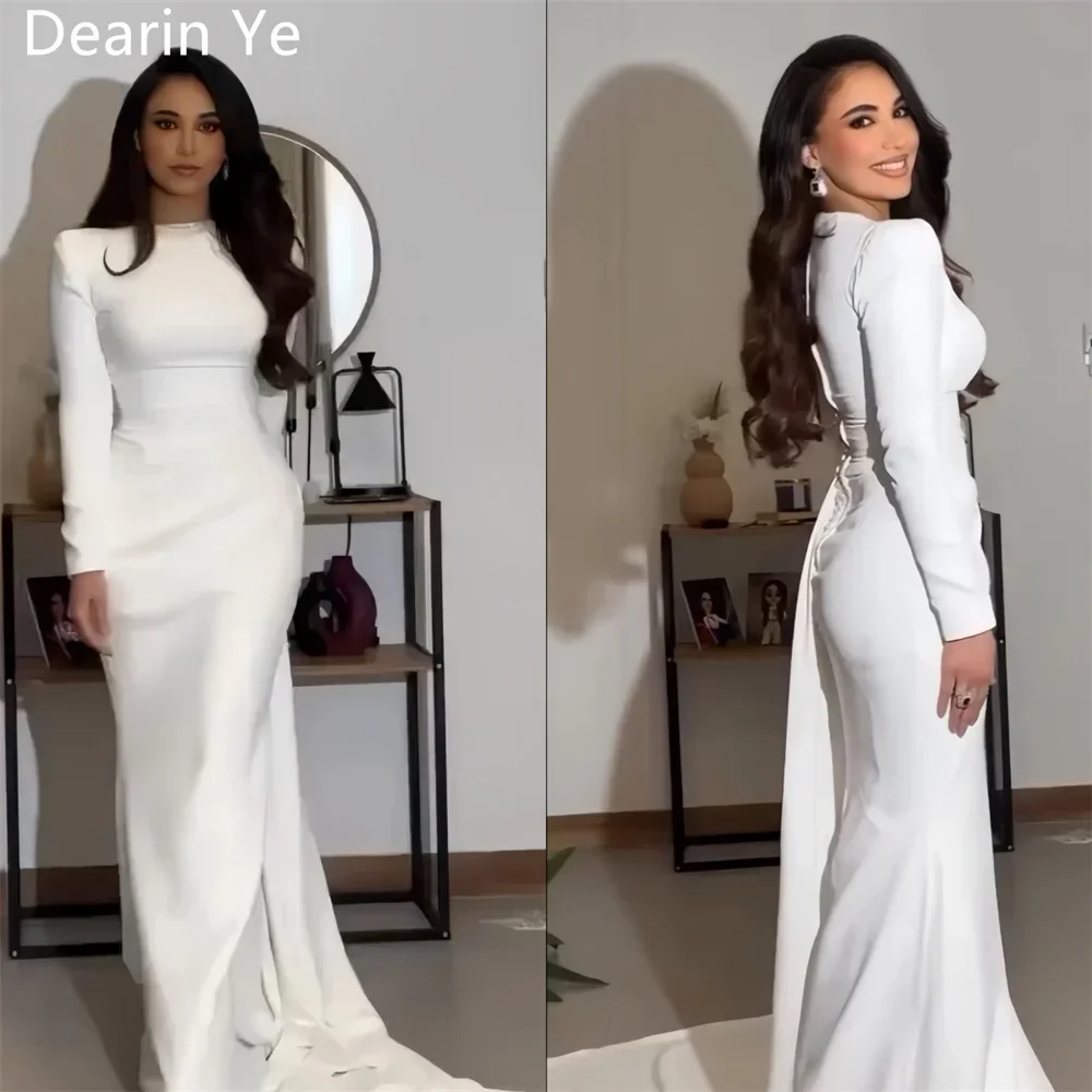 

Evening Gown Formal Dearin Scoop Neckline Mermaid Floor Length Skirts Draped Ruffle Hugging Bespoke Occasion Dresses Saudi Arabi