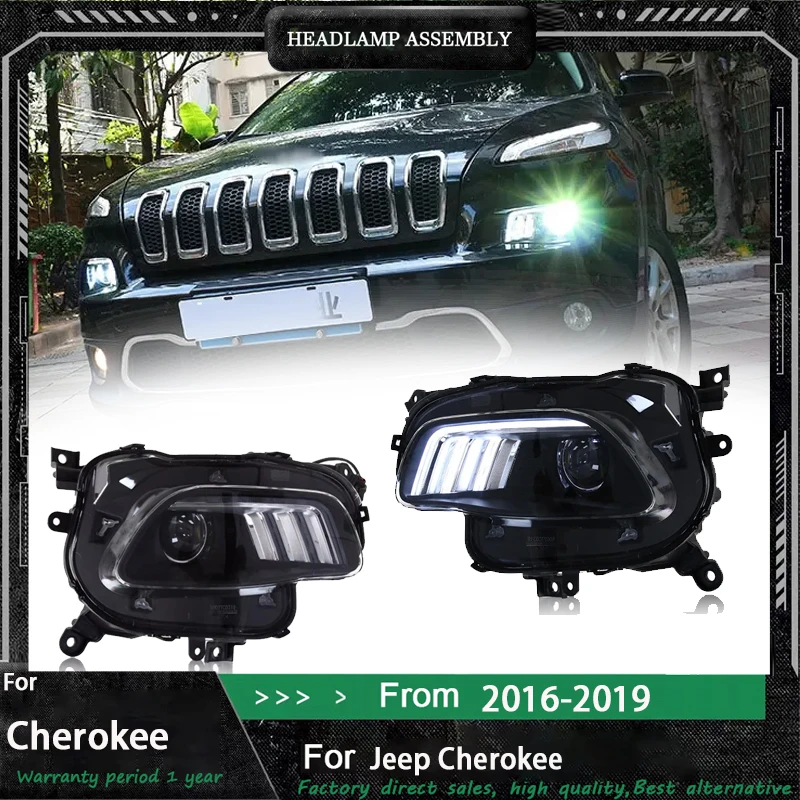 

Автомобильная фара, фара дневного света DRL для Jeep Cherokee 2016-2019, указатель поворота