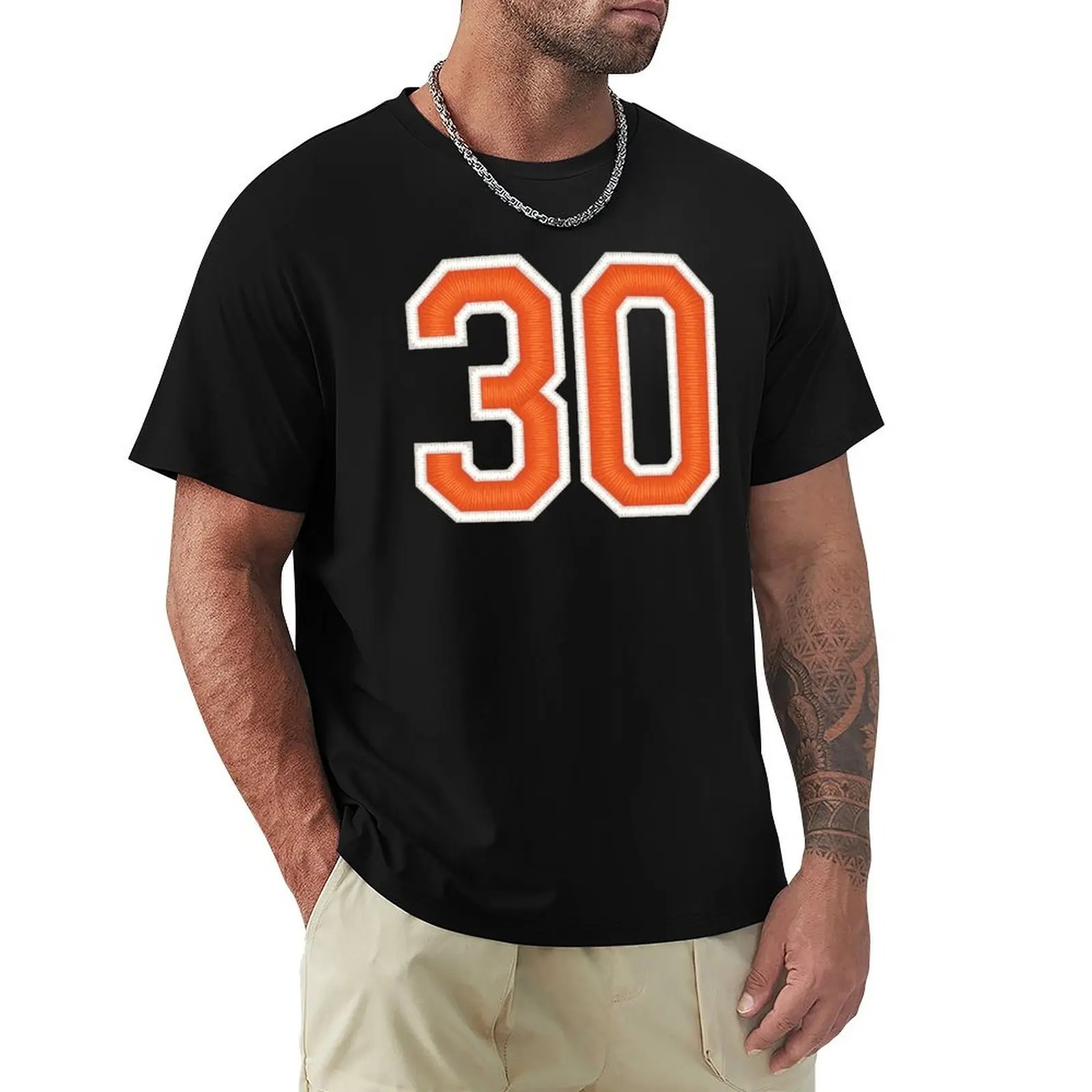 Sports Number 30 Jersey thirty Orange T-shirt oversizeds korean fashion cute clothes sweat mens plain t shirts