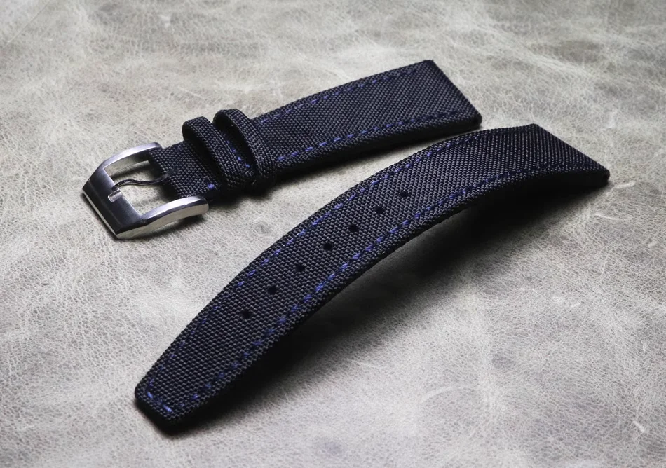 High Strength Composite Fiber Strap 20 22mm Blue Black Watch Band Belt Bracelet Yellow Men Watchband Strap Medial Side Leather