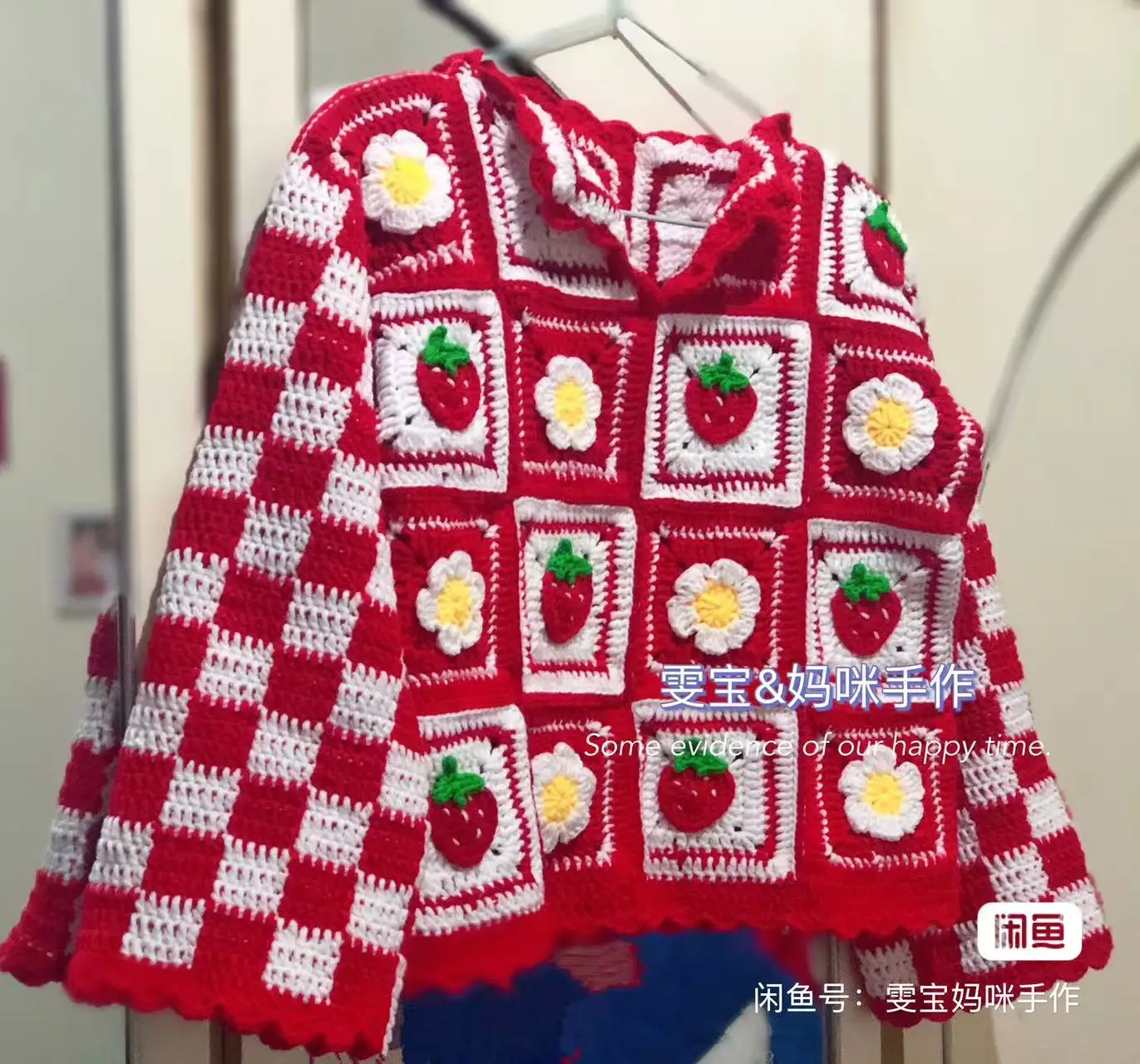 TIYIHAILEY Hand Made Coat Women Knitting Crochet Autumn Outerwear Full Sleeve Pullover Hand Made Loose Coat Sweaters Strawberry