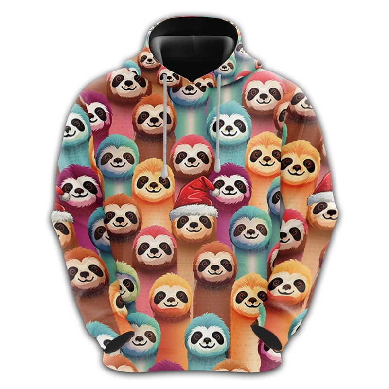 

Милые толстовки с рисунком ленивого ленивца, толстовки для мужчин, одежда с полным принтом, повседневные пуловеры, спортивная толстовка, рождественские подарки