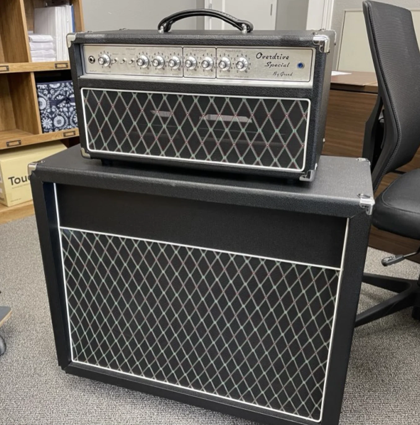 Custom ODS 50 Dumble Clone w/2x12” Celestion V30 Cabinet with Black Tolex JJ Tubes with Vox Cloth