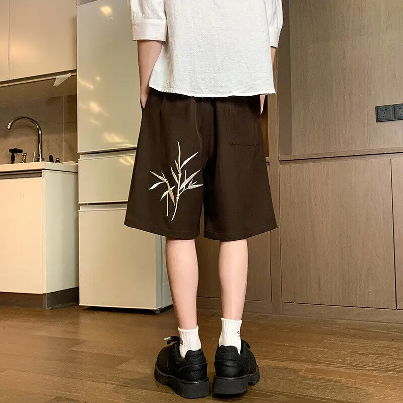 plus Size Men's Bamboo Embroidered Shorts M-XXXXXL Elastic Waist Comfortable Breathable Casual Summer Lounge Pants