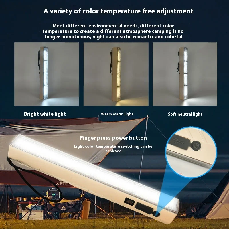 2025 factory direct sales portable LED rectangular camping flashlight hanging magnetic ceiling night with USB charging
