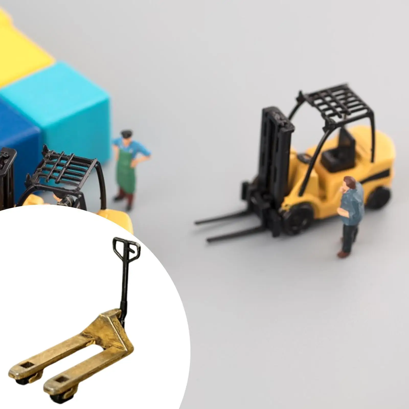 

Forklift Model Miniature 1/64 Ornament Realistic Photography Props Scene Accessory Hydraulic Forklift Toy for Birthday Gift