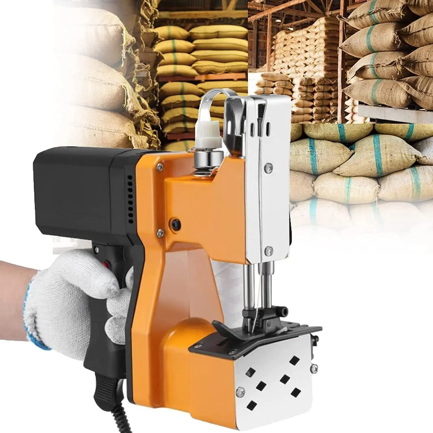 Machine à coudre électrique 220V, outil portable automatique de scellage de sacs, machine de scellage portative haute vitesse pour sacs tissés industriels, surjeteuse, STOCK UE