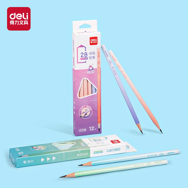 

Deli 12pcs 2B/HB Triangular Wooden Pencils Art Exam Sketch Painting Drawing Pencils Gift School&Office Supplies Stationery