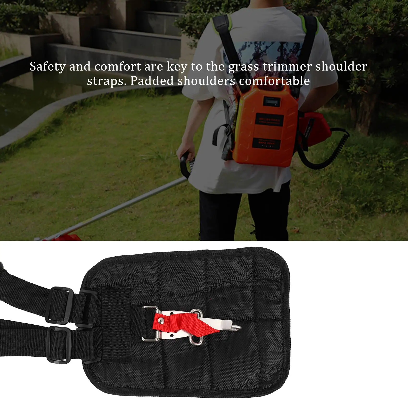 AB33-Adjustable Padded Shoulder Harness Strap Garden Brush Cutter Trimmer Strimmer