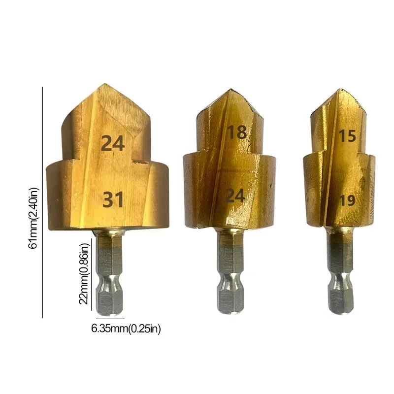 3 pezzi di sollevamento PPR, punta da trapano a gradini, strumento di collegamento per tubi dell'acqua con codolo esagonale 20/25/32mm, punte da trapano per alesatura di tubi dell'acqua